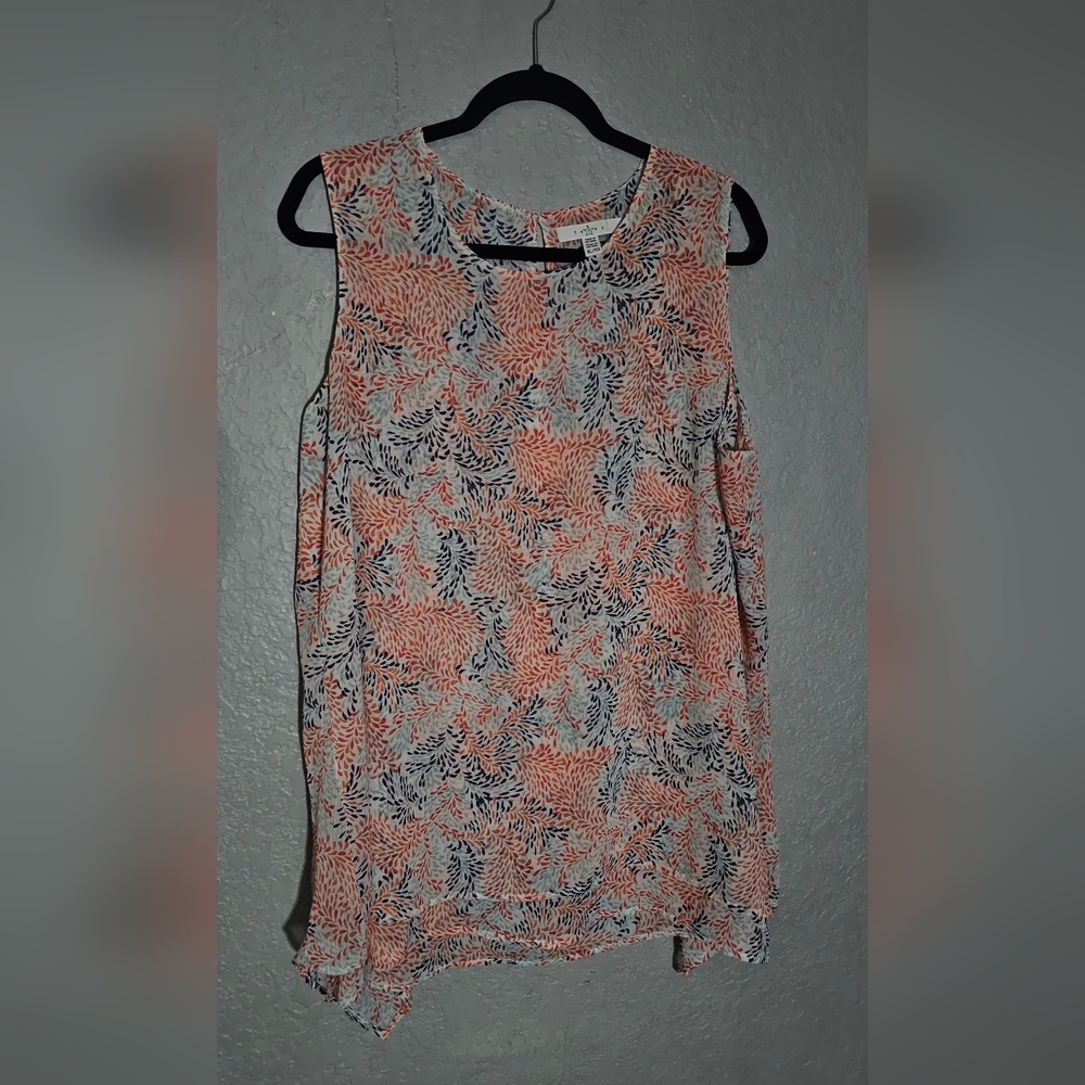 Fever Blouse Size XLarge Sleeveless  Multicolored Flowy Top/Tunic